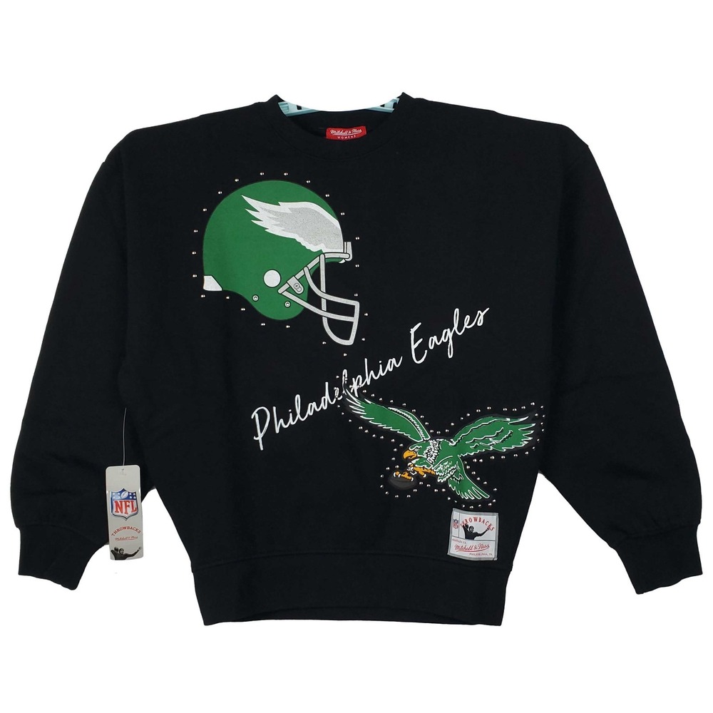Philadelphia Eagles Mitchell & Ness NFL Womens XSmall Sweatshirt Studs Black NWT